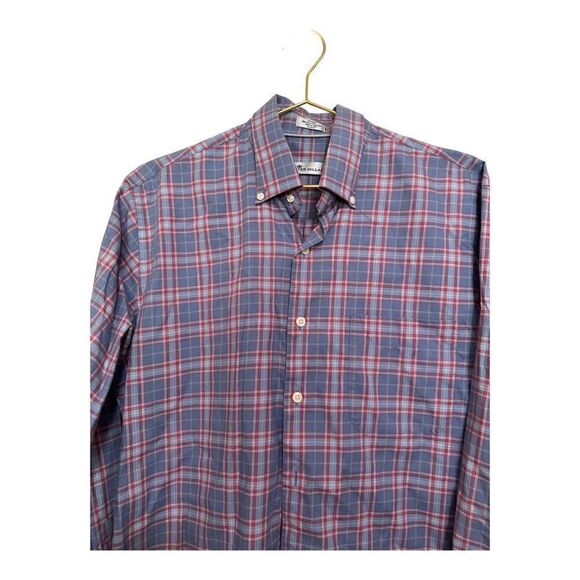 Peter Millar | Mens Plaid Long Sleeve Button Down Cotton Blend Golfing Shirt | M - Picture 5 of 5